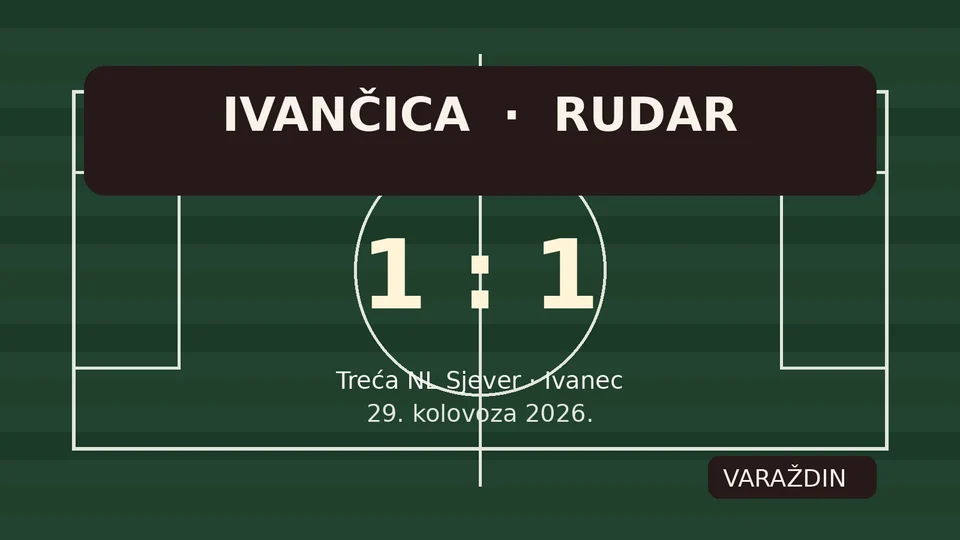 Urednička ilustracija nogometne utakmice Ivančice i Rudara s rezultatom 1:1