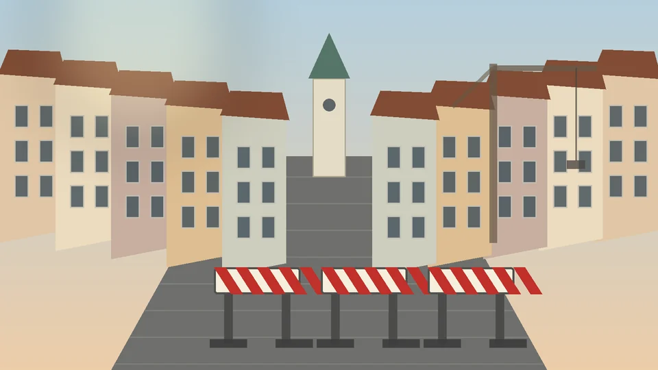 Prometna barijera i radovi u povijesnoj gradskoj ulici u Varaždinu kao ilustracija privremene regulacije prometa