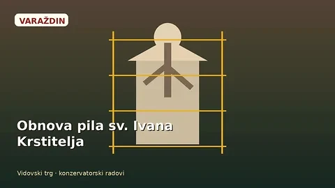 Kameni pil svetog Ivana Krstitelja na Vidovskom trgu u Varaždinu tijekom konzervatorske obnove