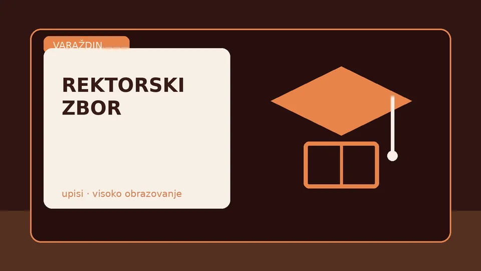 Grafička ilustracija sjednice Rektorskoga zbora na Sveučilištu Sjever s akademskim simbolima i motivom Varaždina