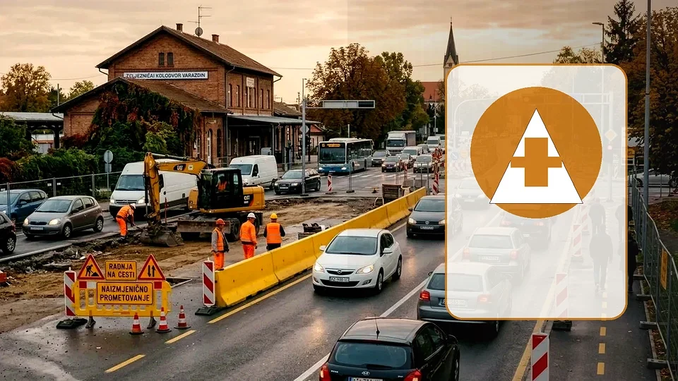 Urednička ilustracija privremene regulacije prometa i radova na plinskoj mreži u varaždinskoj Ulici Đure Kuhara