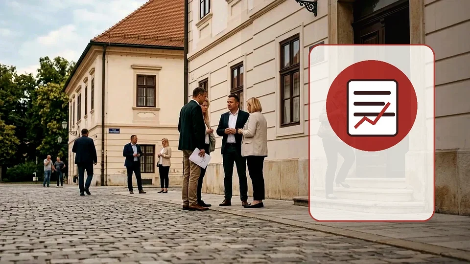 Urednička ilustracija varaždinske Gradske vijećnice i proračunskih dokumenata nakon odluke o usklađenju rebalansa