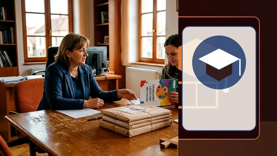 Urednička ilustracija potpore doktorskim studijima u Varaždinskoj županiji s motivima akademskog obrazovanja i istraživanja